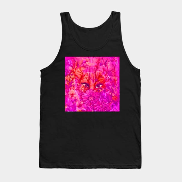 Beautiful Creature Artwork in Bright Pink and Orange Tank Top by Klssaginaw